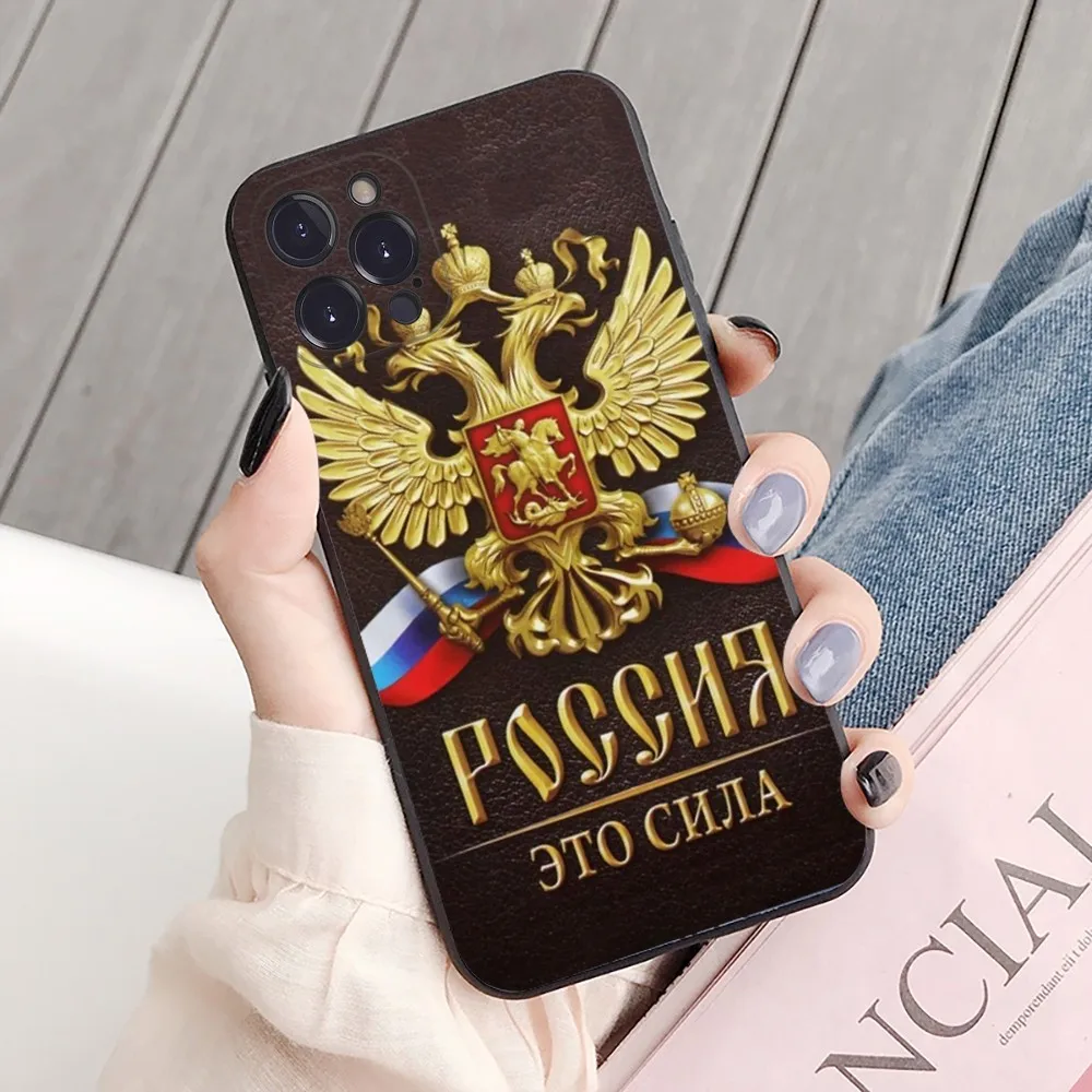 Russia Flag Coat Of Arms Phone Case For iPhone 15 14 11 12 13 Mini Pro XS Max Cover 6 7 8 Plus X XR SE 2020 Funda Shell