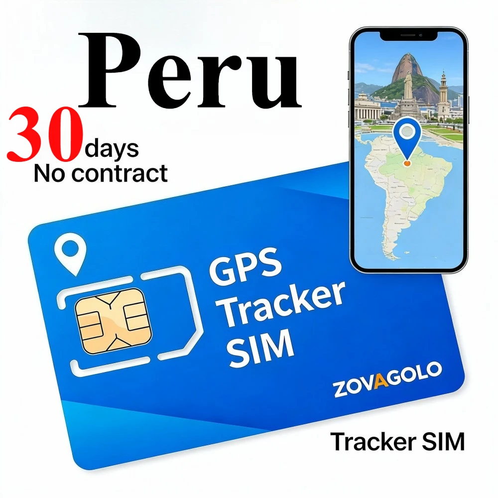 4G LTE IoT SIM Card Peru 30MB 30 Days GPS Tracker Prepaid No Hidden Fees No Contract No Mandatory Bundled Renewal, Plug and Play