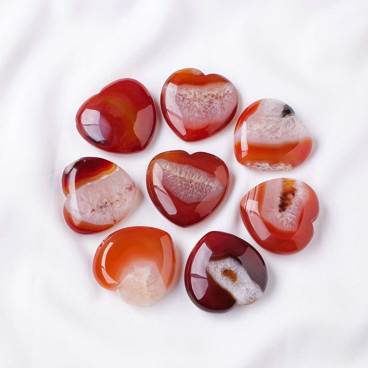 1pc Natural Crystal Red Agate Crystal Cave Love Palm Stone Crystal Raw Stone Polished Palm Stone Crystal Craft Decoration