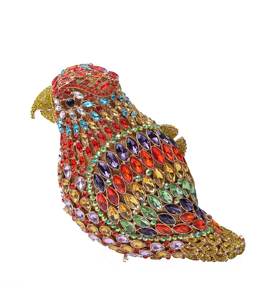 

Diamond dinner bag metal hard box full of diamonds banquet clutch bag bird clutch bag