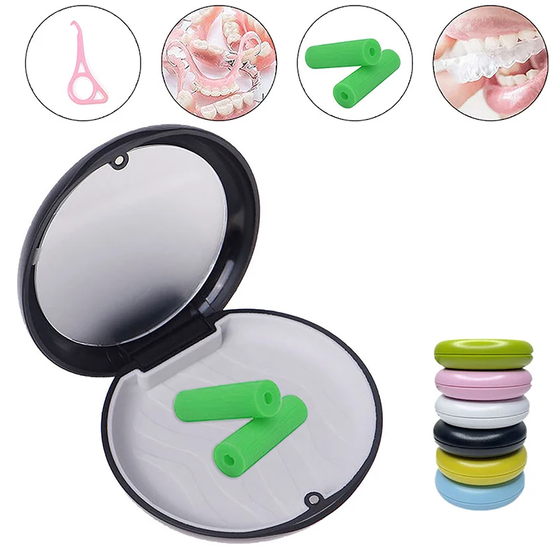 

Denture Retainer Storage Box With Mirror Braces Extractor And Tooth Chew Aligners Oral Hygiene Portable Fake Teeth Cases