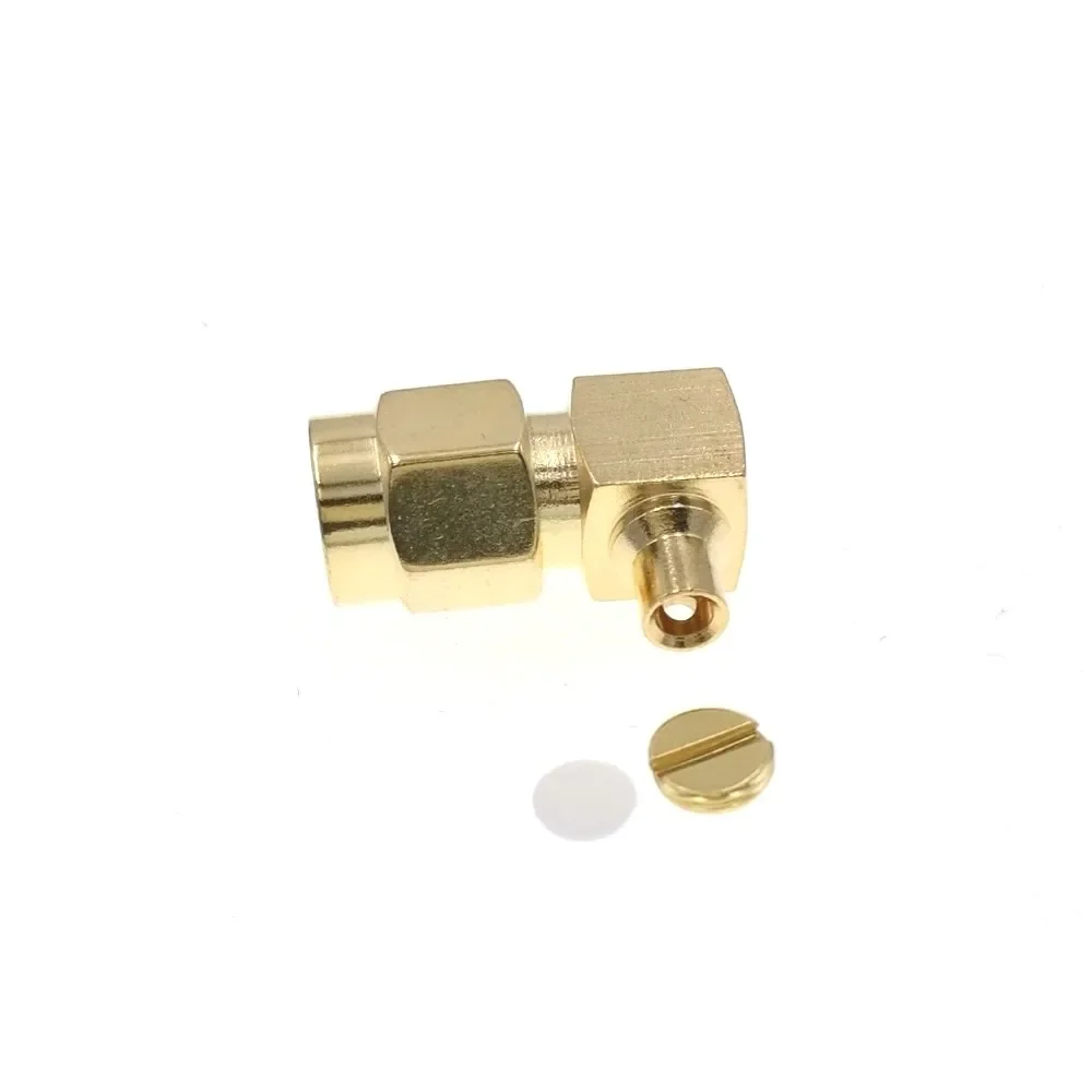 Solda masculina do ângulo direito de SMA, conector do RF, semi-rígida, RG405, 0,086"