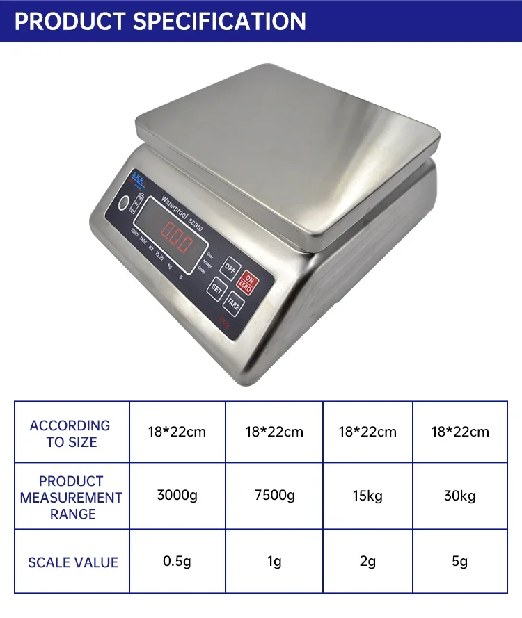 YYHC- 3กก. 6กก. 15กก. 30กก. เครื่องชั่งน้ําหนักอิเล็กทรอนิกส์แบบดิจิตอลกันน้ําในครัวเครื่องชั่งแปรรูปอาหาร