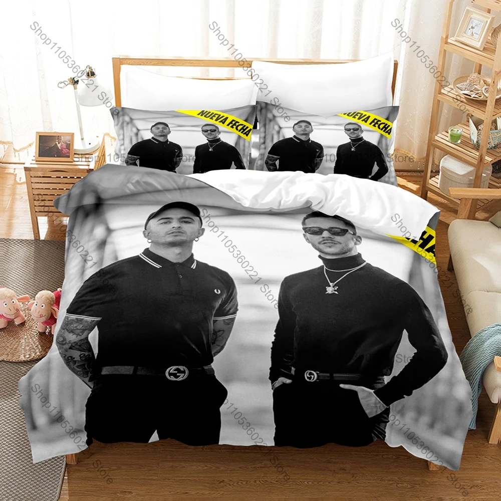 Cool Natos Y Waor Duvet Cover + 2 Pillowcases, Spanish Hip Hop Duo Print Bedding Set Soft Fabric Bedroom Decor Gift for Rap Musi