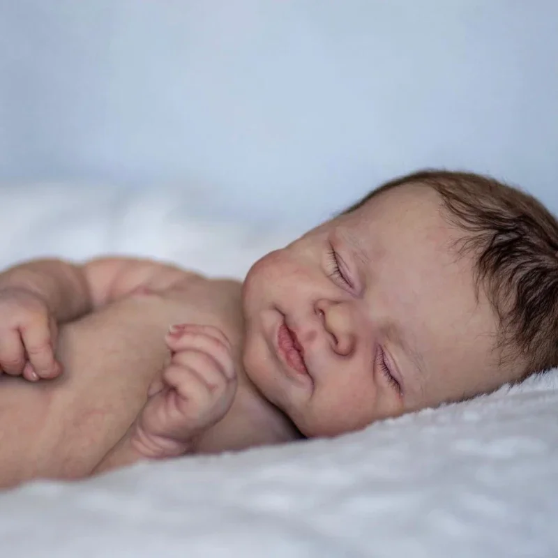 Muñeca Reborn de bebé recién nacido, bebé durmiente Pascale realista, tacto suave con pelo enraizado a mano, 48cm