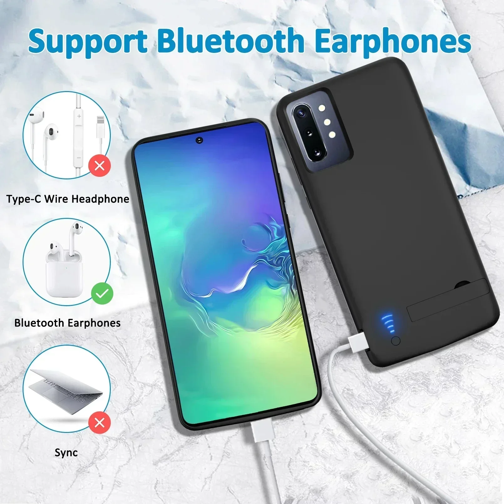 10000mAh Battery Charger Case for Samsung Galaxy S8 S9 S10 S20 S21 S22 Plus Note20/P/Ultra Note 8 9 10 Charging Case Power Bank