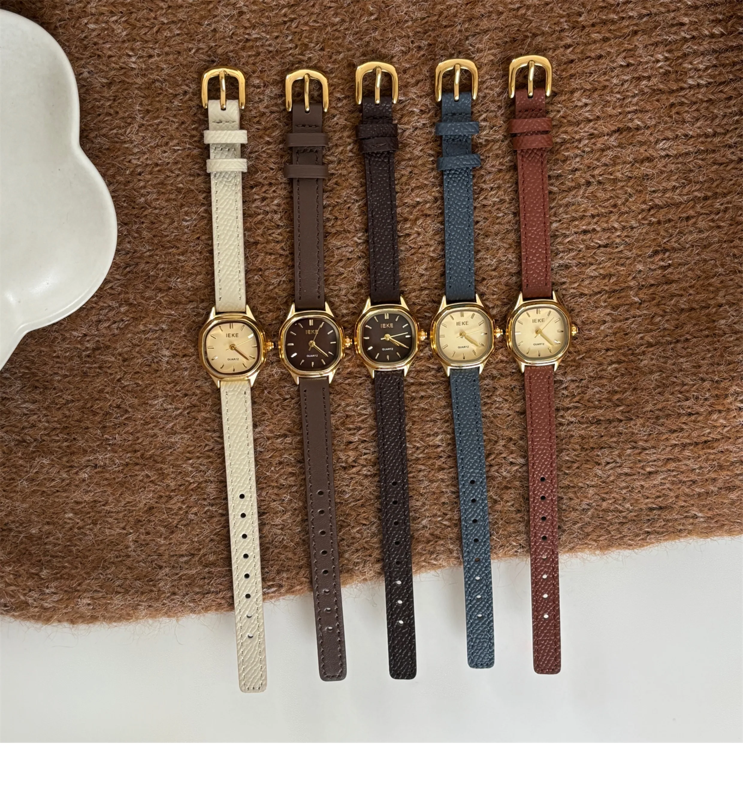 Mid ancient style slim strap watch for women, classic and versatile temperament, fashionable and niche design wrist watch
