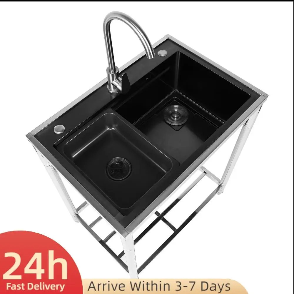 

Stainless Steel Utility Sink Adjustable Stand Modern Kitchen Sink Rust Proof for Kitchen Bathrooms Laundry Room