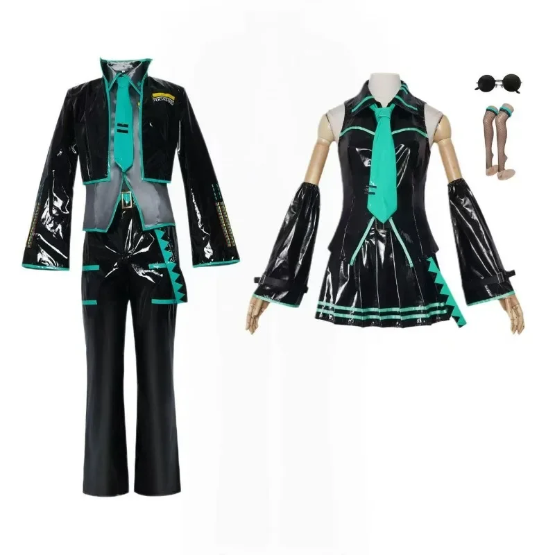 

CosplayAnime Cosplay Costume Mikkuoo Cospaly Men Women Black Silver Lacquer Leather Suit Costume Christmas Cosplay Halloween Acc