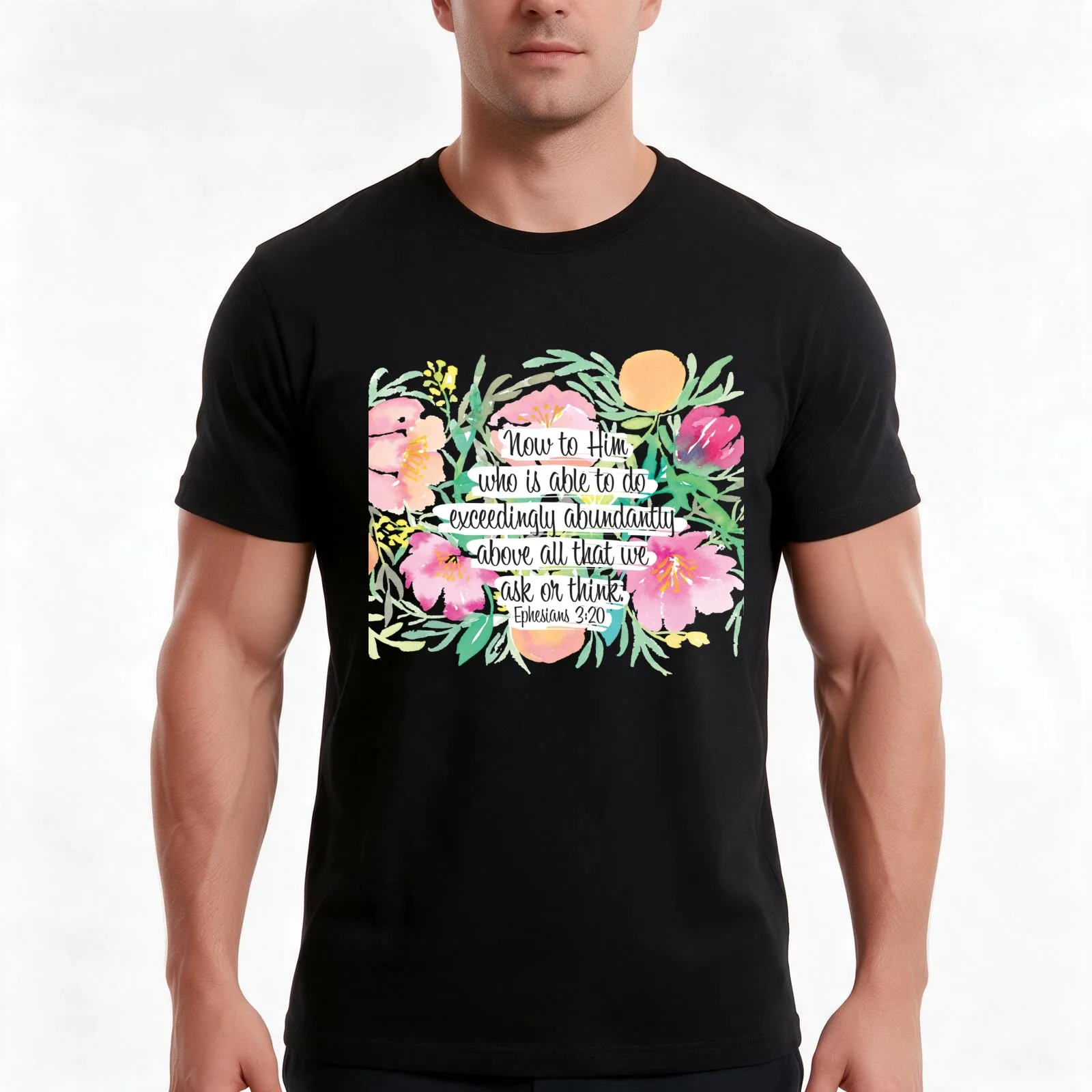 Now to Him who is able to do exceedingly abundantly above all that we ask or think T-Shirt Summer Casual Cotton Tee