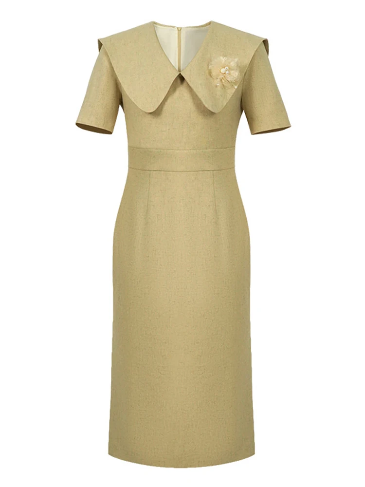 New Summer Vintage Business Commute Formal Dress Women Clothes Mujer Elegant Office Work Style Sweet Short Sleeve Slim Vestidos