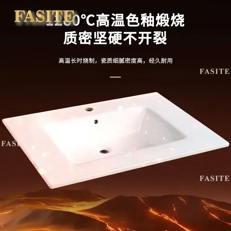 For 60cm Non Standard Ceramic Wash Basin Integrated Middle Sink Left Right Single Bowl Bathroom Vanity Top Durable Modern