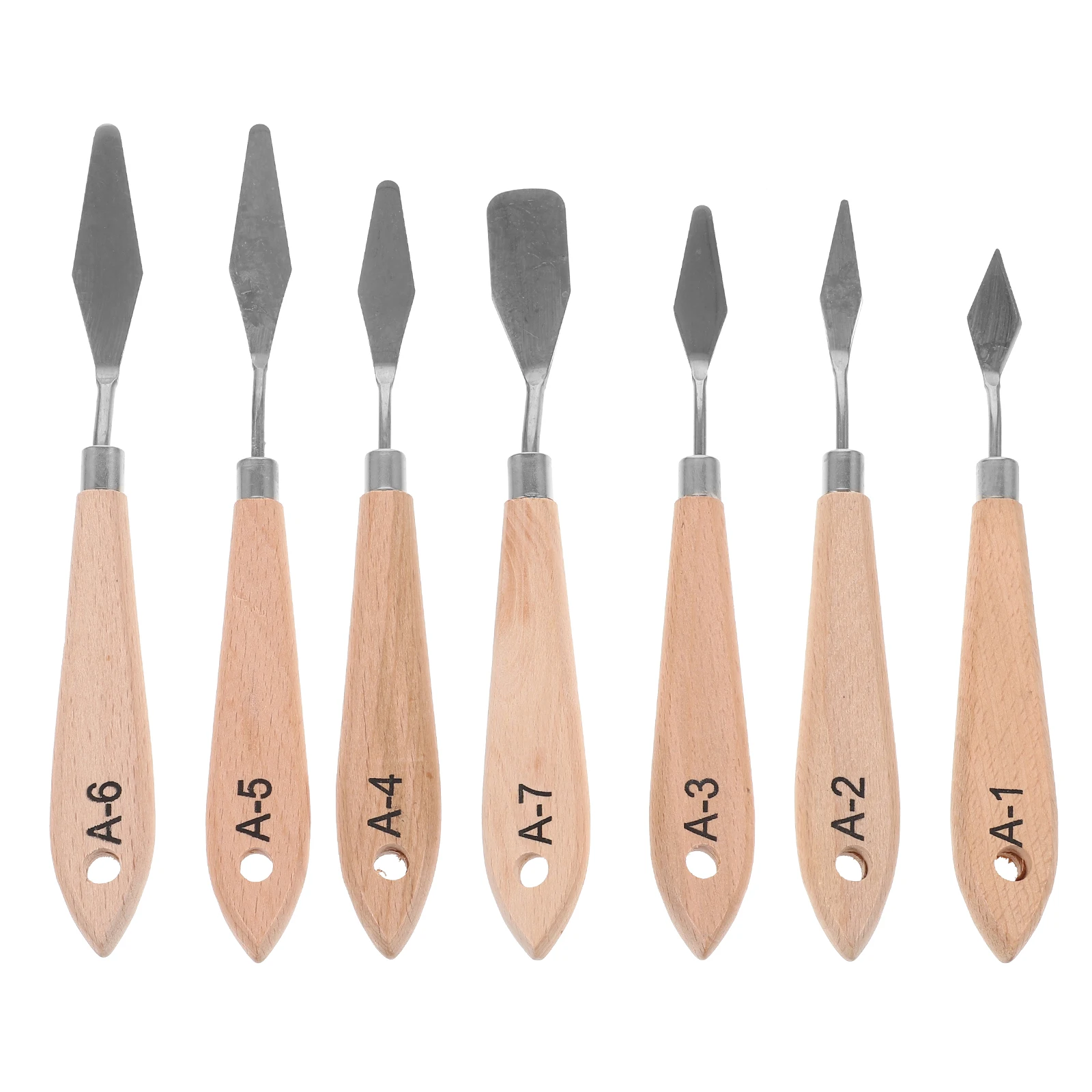 

7pcs Oil Scrapers Set Wooden Handle Metal Tools Color Stirring Spatulas For Canvas Wall Painting Art Supplies Painting Scraping