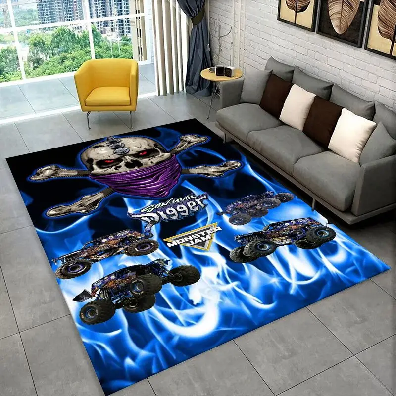 Cartoon Monster Truck Monster Jam Non-Slip Area Rug for Living Room,Bedroom,Playroom,Carpet Floor Mat Home Decor Rug  Room view 3