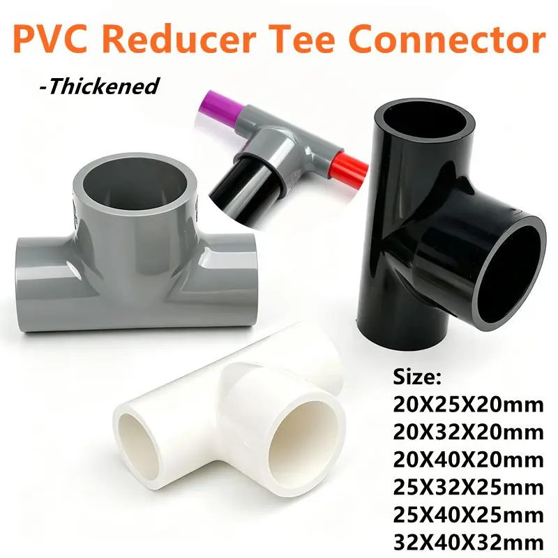1~3PCS Thickened PVC Reducer Tee Connector Aquarium Fish Tank Diversion Water Supply Accessories Garden Irrigation Joint Adapter