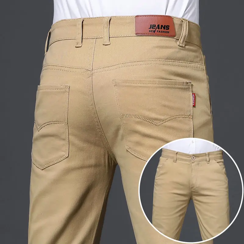 

2023 Male Trousers Spring New Cotton Solid Color Straight Loose Full Length Business Casual Pants Work Pantalon Homme Y935