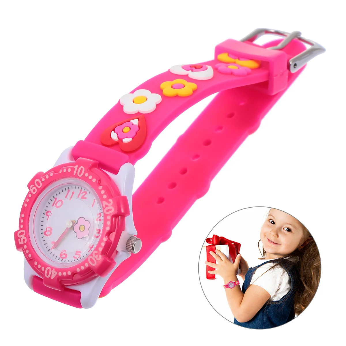 ساعة كرتونية بنمط زهور، تحافظ على الوقت بدقة، ملابس مريحة، مثالية للاستخدام المدرسي واختيار الهدايا للاستخدام اليومي