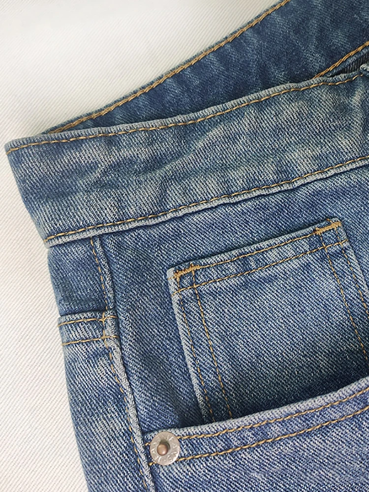 Pantalones vaqueros holgados con cremallera y bolsillo para mujer, ropa de estar por casa, color azul, ropa de calle recta para vacaciones, envío