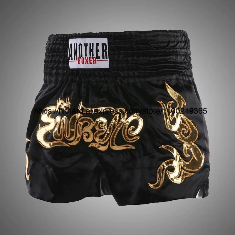 الملاكمة التايلاندية السراويل الرجال سراويل ملاكمة النساء الاطفال الساتان كيك بوكسينغ تصارع التدريب قفص القتال MMA جذوع رياضة الملاكمة السراويل