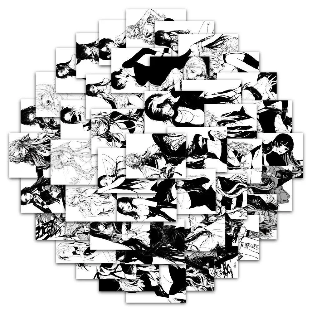 60 black and white beautiful girl creative stickers ins laptop iPad account decoration DIY new waterproof stickers