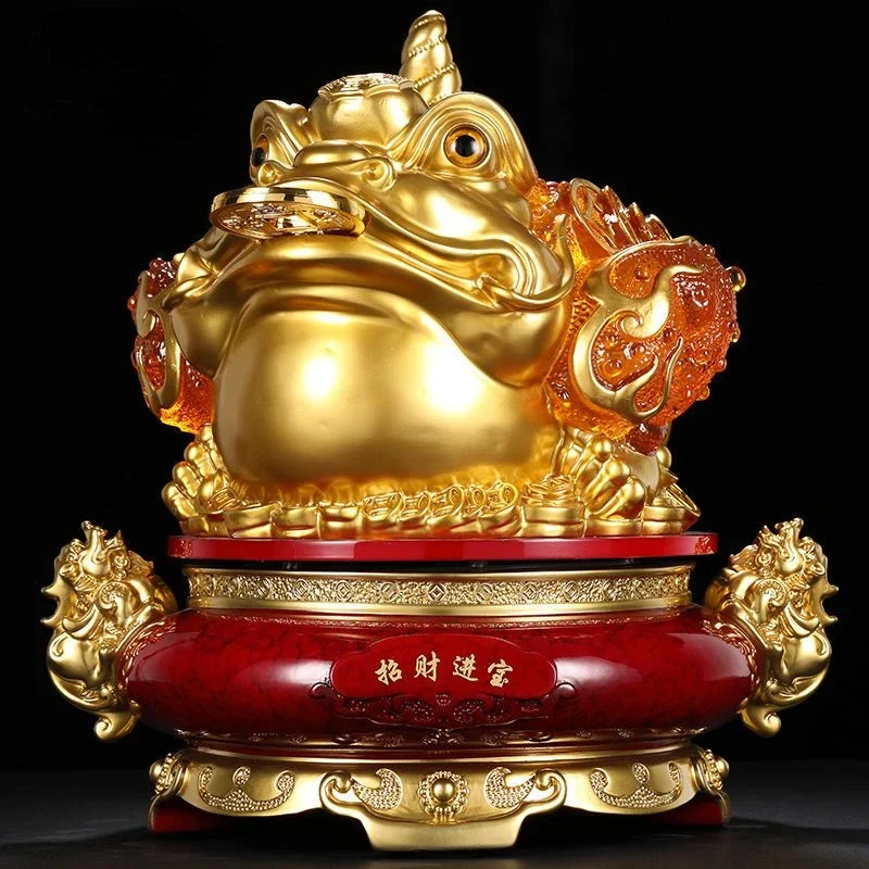 

Feng Shui Wealth Golden Toad Decoration for Attracting Wealth and Treasure Opening Gifts Living Room Foyer Store Ornaments