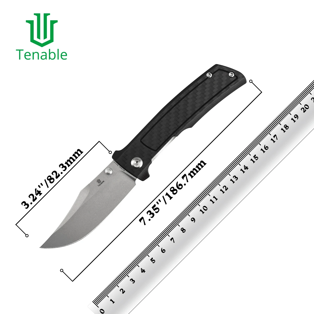 

Складной нож Tenable B2108 Bison с клинком Nitro V 3,24 дюйма и рукоятью из алюминия/G10/углеродного волокна Twill – нож для повседневного ношения и кемпинга