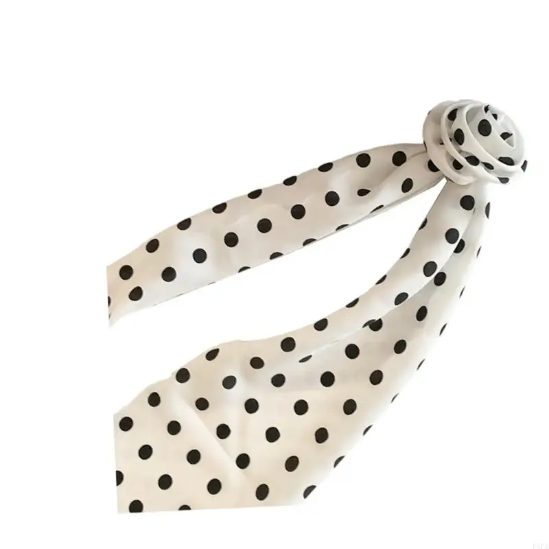 

PXPB Elegant Long Round Dot Rose Pattern Scarf Silk Feel Neckerchief Feature Soft Touch for Women Fashion Accessory