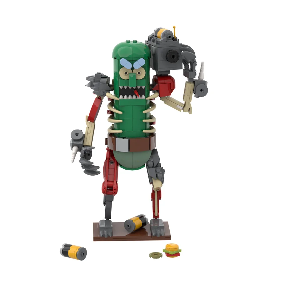 MOC Horror Monster Cucumber Warrior Doll Brick Toy DIY Halloween Gift Mortys Animation Figure Mr Pickles Model Building