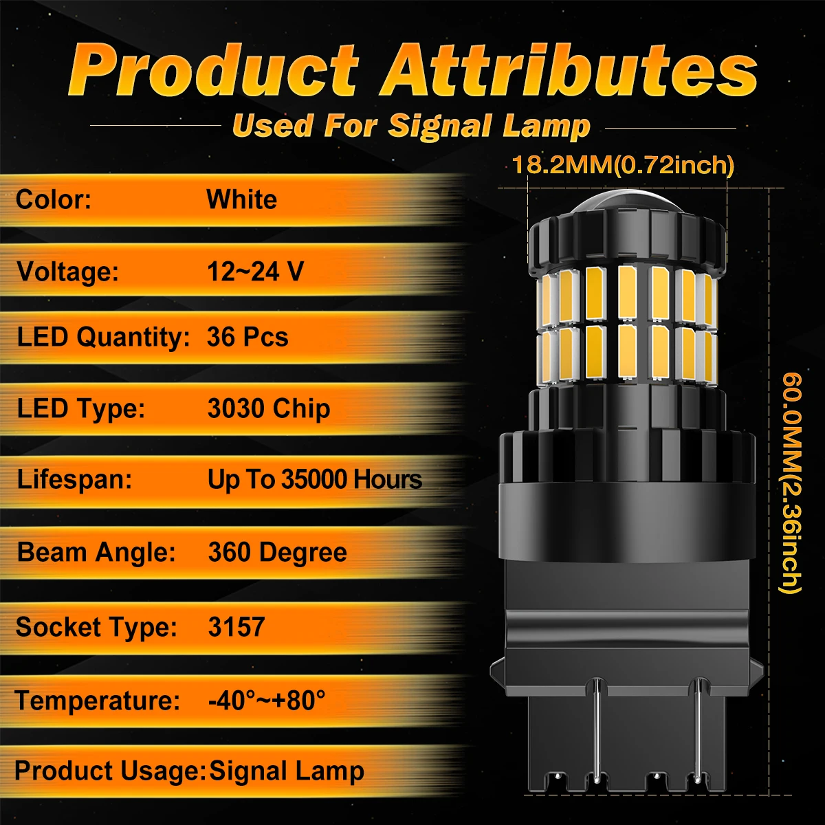 2x T25 3157 LED Brake Light Bulb 2000Lm 3056 3057 4157 P27/7W 12V Orange White Red 4014 36SMD+3030 3SMD For Ford Edge 2007~2015