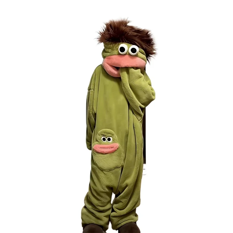 5 Kleuren Hete Grote Mond Monster Schattige Grappige Onesie Pyjama's Verdikte Koraal Fleece Huispak Voor Koppels Mannen Vrouwen Herfst Pyjama - afbeelding 2