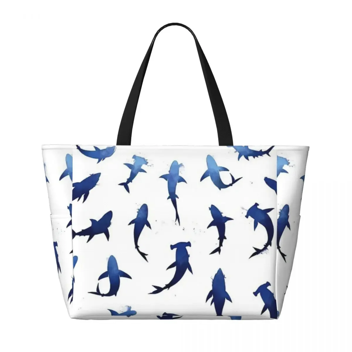 Shark Love Beach Travel Bag, Tote Bag Holiday Large Capacity  Birthday Gift Multi-Style Pattern