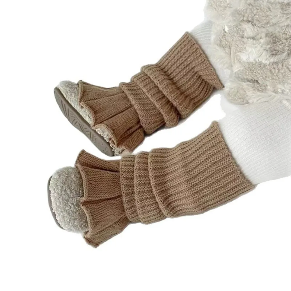 

New Solid Color Leg Warmers Thickened Knitted Middle Tube Socks Boot Covers Gift