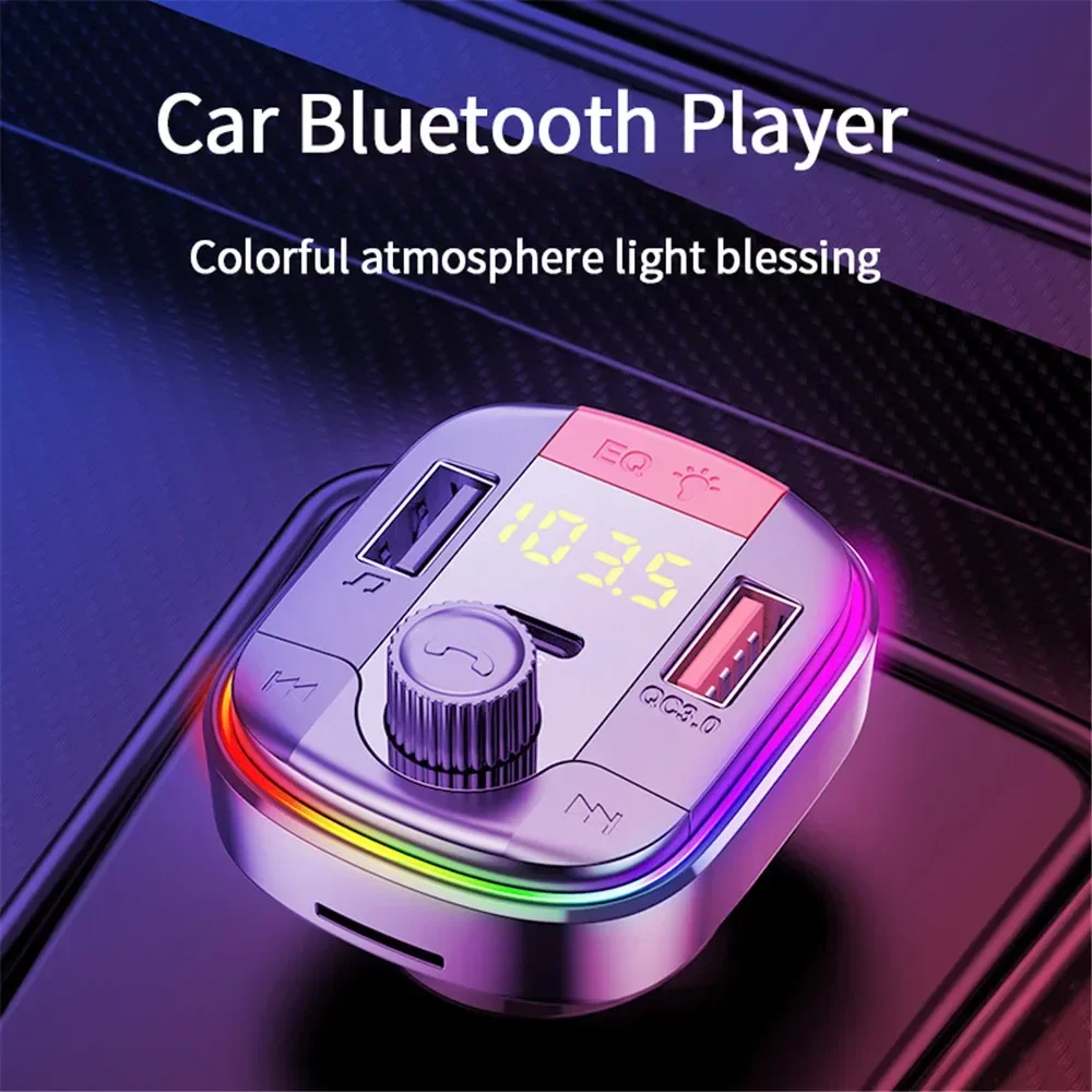 Bluetooth 5.0 Car FM Transmitter Wireless LED Transmiter MP3 Player Handsfree Fm Modulator PD QC 3.0 USB Car Charger RGB Lights