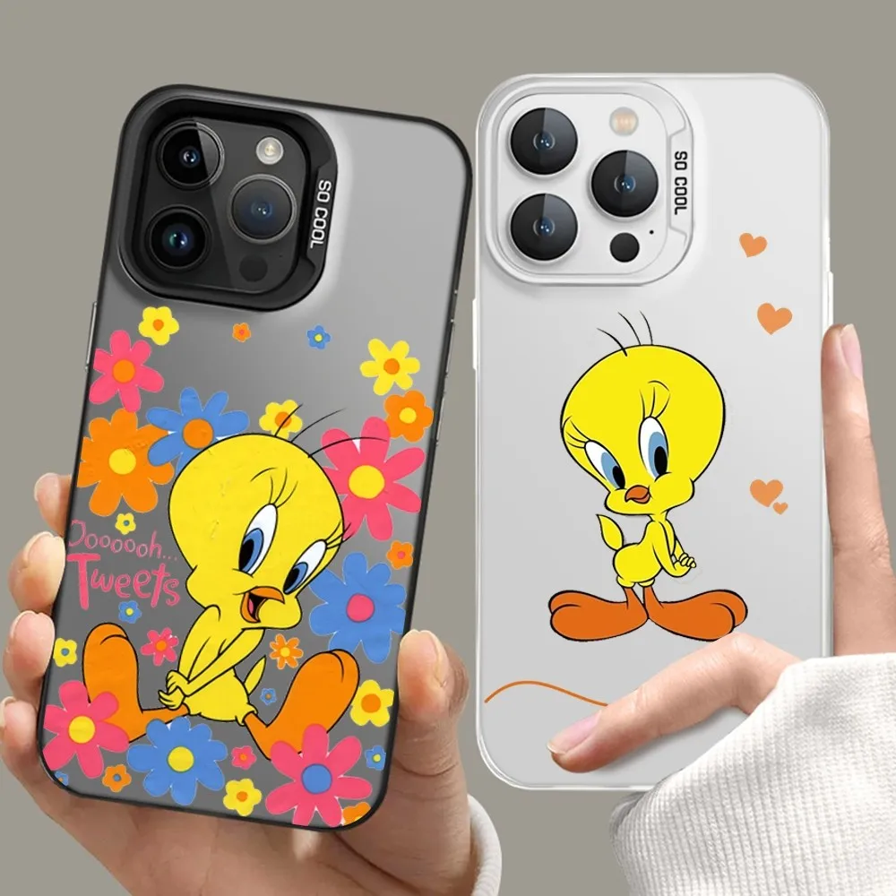 Cute T-tweety Phone Case Candy Matte Phone Case For IPhone 16 15Plus 14 13 12mini 11Pro Max Shockproof Back Cover