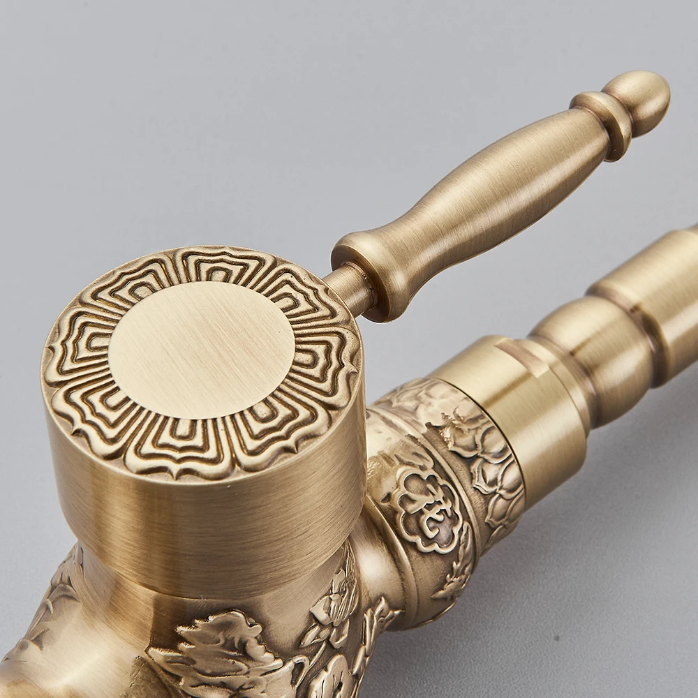 Uythner Kitchen Sink Faucets Retro Brass Antique Bronze Single Handle Kitchen Basin Faucets Deck Mounted Hot&Cold Water Mix Tap