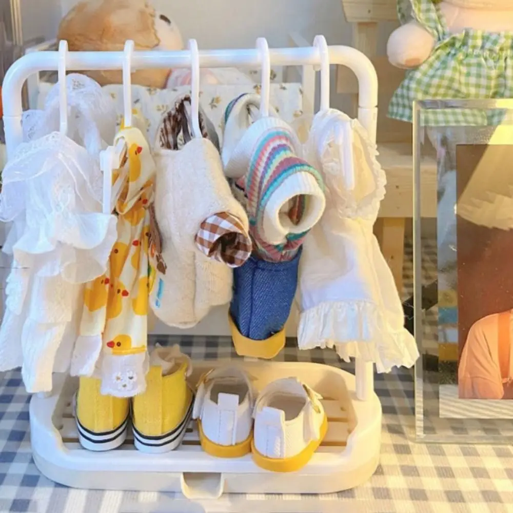 Mini Doll Clothes Hanger Plastic Windproof Dolls Clothes Storage Rack 4/6.5cm Multi Functional Doll Clothes Display Rack