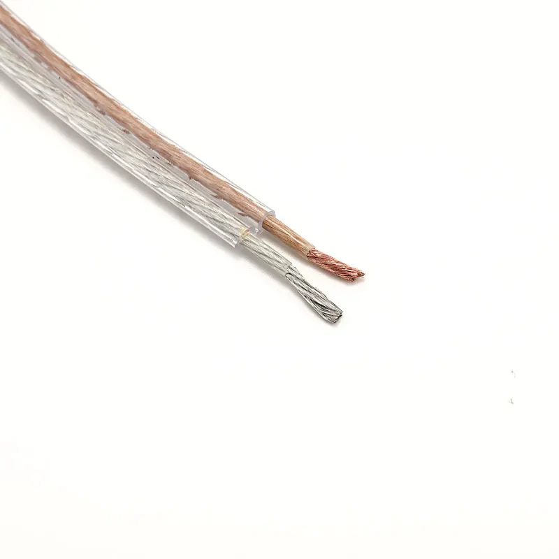 Cable Flexible de PVC Chapado en cobre, sin oxígeno, altavoz plano, transparente, 12 AWG, OFC, Audio y vídeo