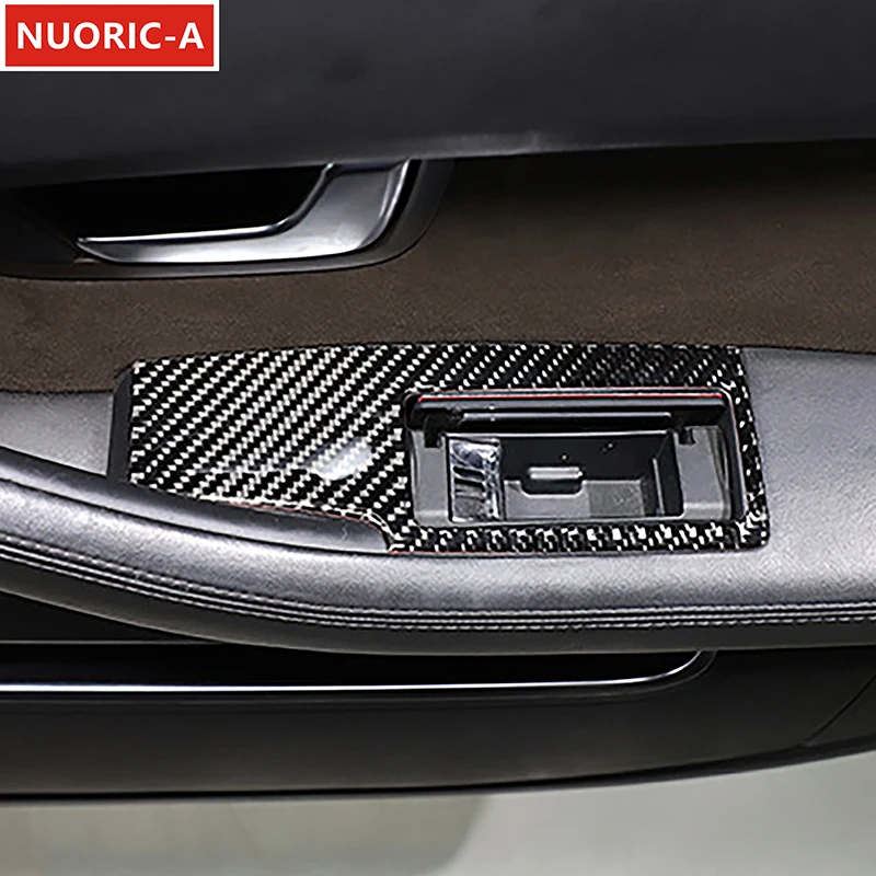 

Carbon Fiber Window Glass Lifting Buttons Panel Decoration Cover Trim For Audi A8 2004-2012 Car Styling Interior Accessories