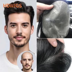 Men's Wig Biological Scalp Male Toupee 100% Indian Human Remy Hair Wig Thin Skin Man Human Hairpiece System Capillary Prosthesis