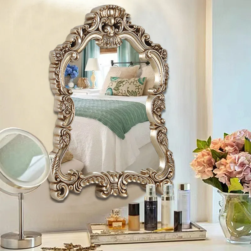 

European aristocratic bathroom mirror French retro bathroom mirror porch wall hanging decorative mirror bathroom half body