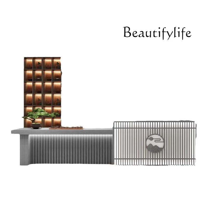 

New Chinese dark coffee checkout page Tea Table Art Health Center Reception Desk Homestay Beauty Salon Tea House