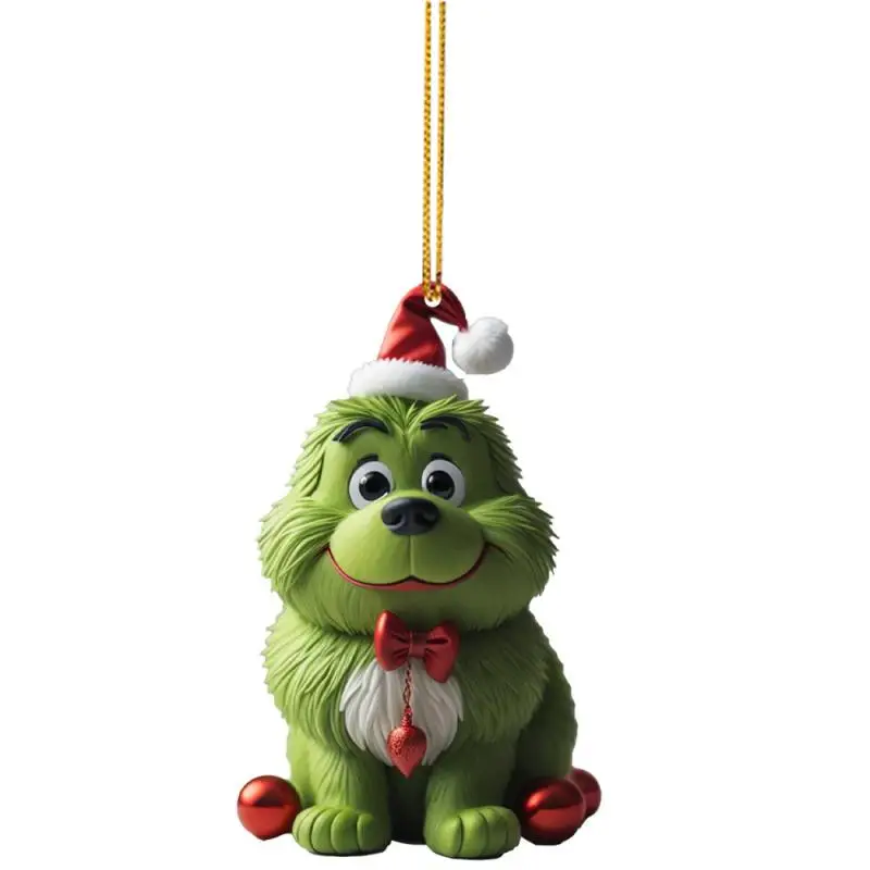 Christmas Tree Hanging Ornaments Green Fur Grinch Shaped Pendants For Home Party Christmas Decorations Xmas New Year Gifts