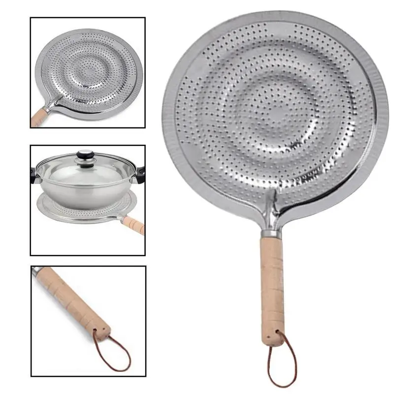 Stove Heat Spreader Iron Heat Diffusers For Electric Stoves 21cm Wood Handle Flame Guard Simmer Plate From Over Heating To Keep