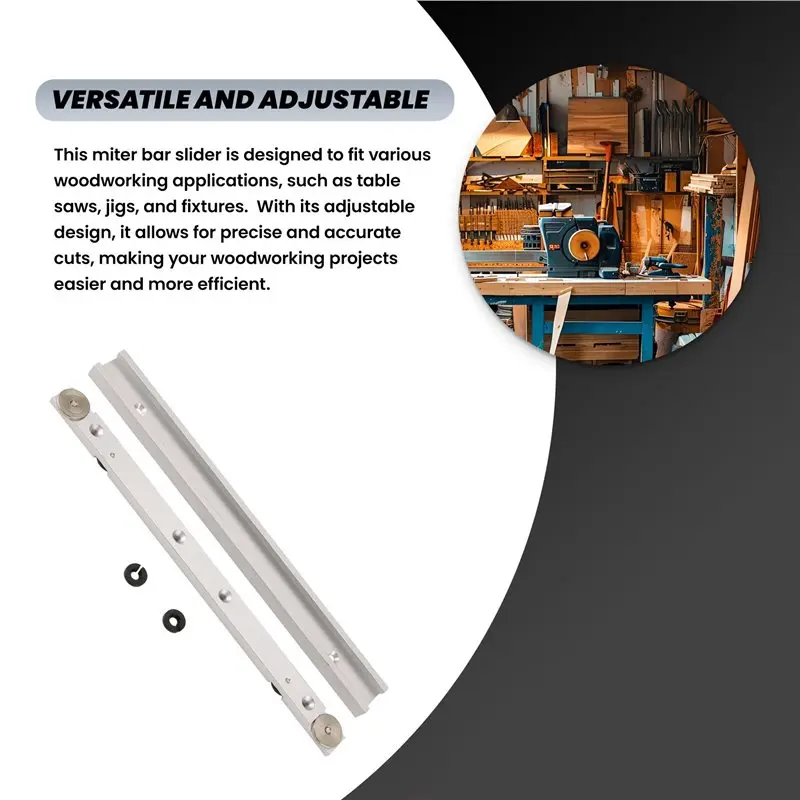 ABKS-2X T Track Miter Bar Slider,Aluminium Alloy Miter Bar,Jig And Fixture Bar Slider Table Saw Gauge Rod Wiith Chute