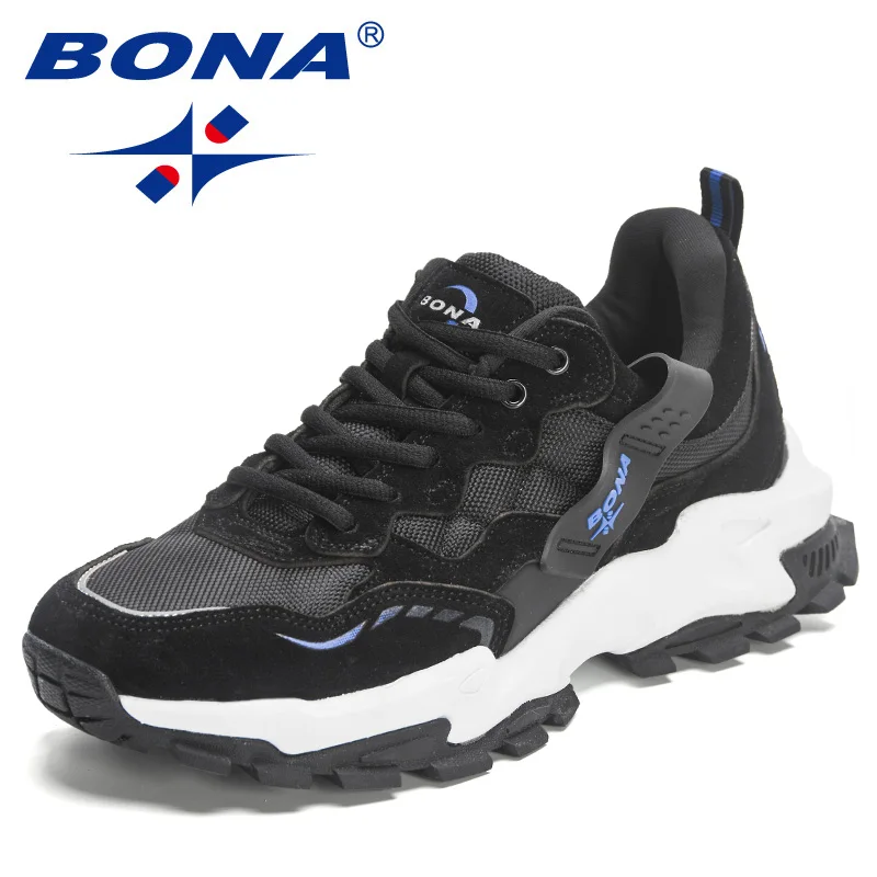 BONA 2023 New Designers   Wear-resistant sole Athletic Training Sneakers  Men Non-slip Man Jogging Shoes  Action Leather Running