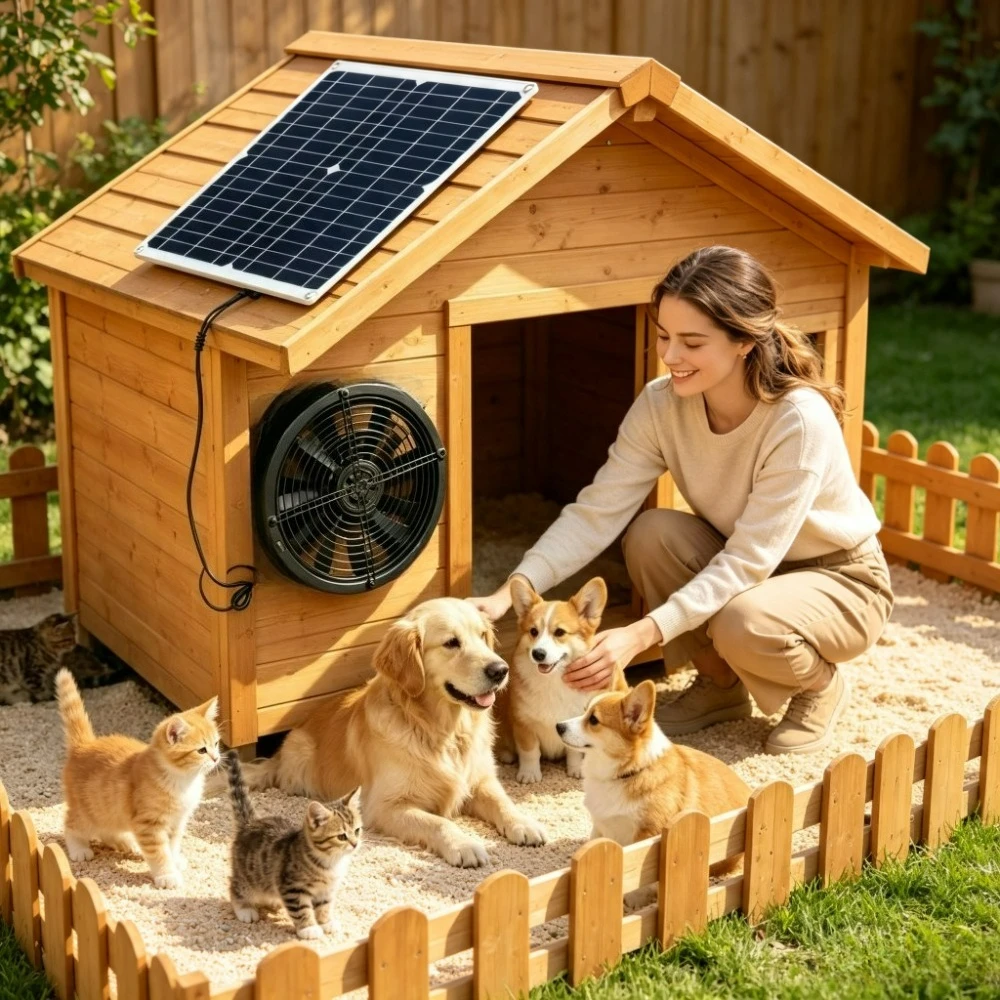 Farm Backyard Weatherproof Solar 15W 25W Vent Exhaust Fan Kit Outdoor Cooling Ventilation Fan For Greenhouse Chicken Coop Dog