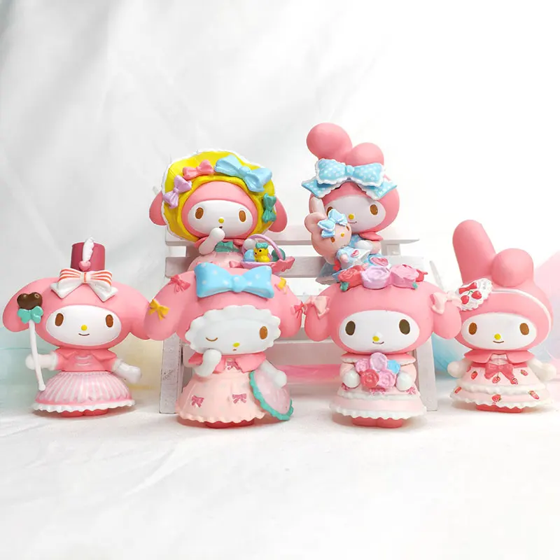 Sanrio Figures Set Mymelody Kawaii Anime Figure Cartoon Toys Model Lovely Action Figurine Cute Toy For Home Car Decor Kids Gifts