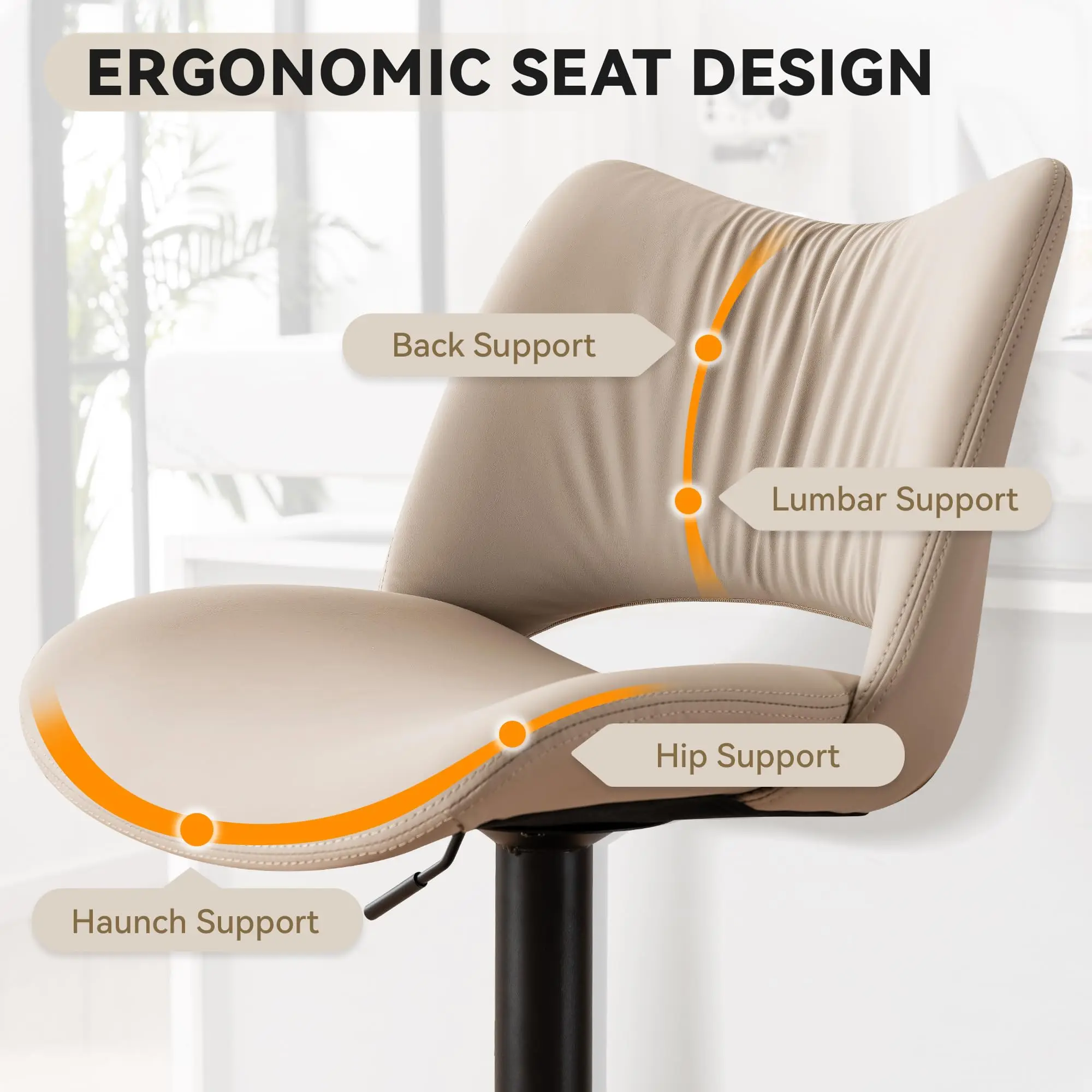 أثاث الطعام كاكي بو الجلود كرسي بار مبيعات المصنع مباشرة ارتفاع حديث قابل للتعديل قطب منخفض مسند الظهر بار مقعد مرتفع #6
