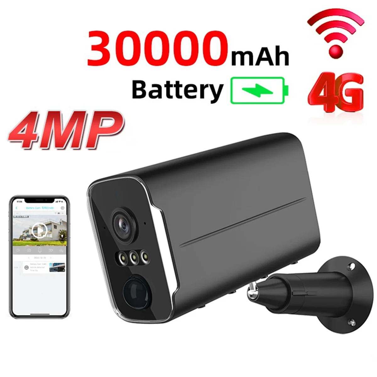 Caméra de projecteur de sécurité alimentée par batterie 4G SIM caméra de projecteur 4MP détection PIR caméra de vidéosurveillance sans fil extérieure-ABPS