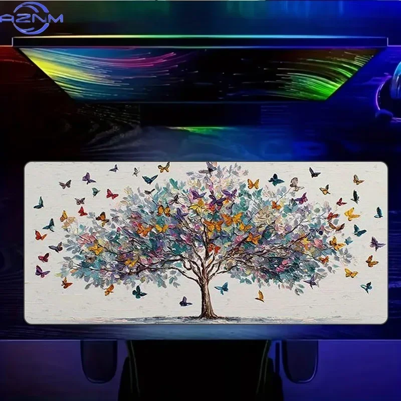 Butterfly Tree Rubber Mouse Pad, Multiple Specifications Available, Whimsical Colorful Design, Ideal for Programmers Gamers, Per